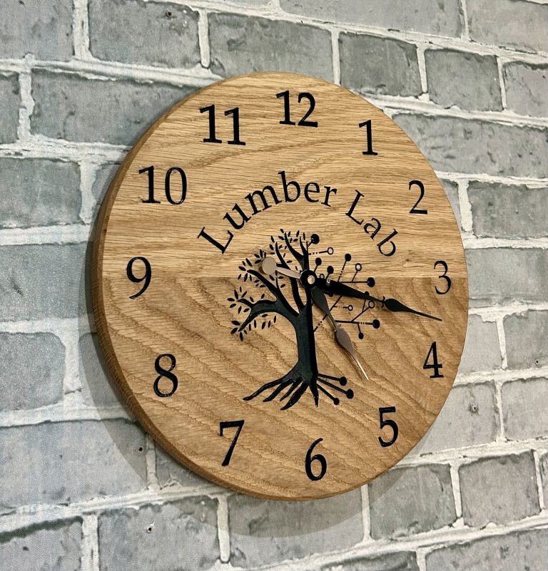 Personalised oak clock with logo