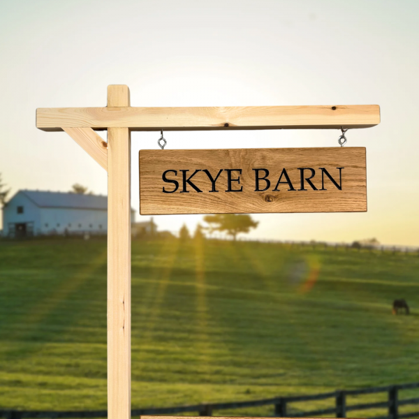 Hanging Oak House Sign with Post